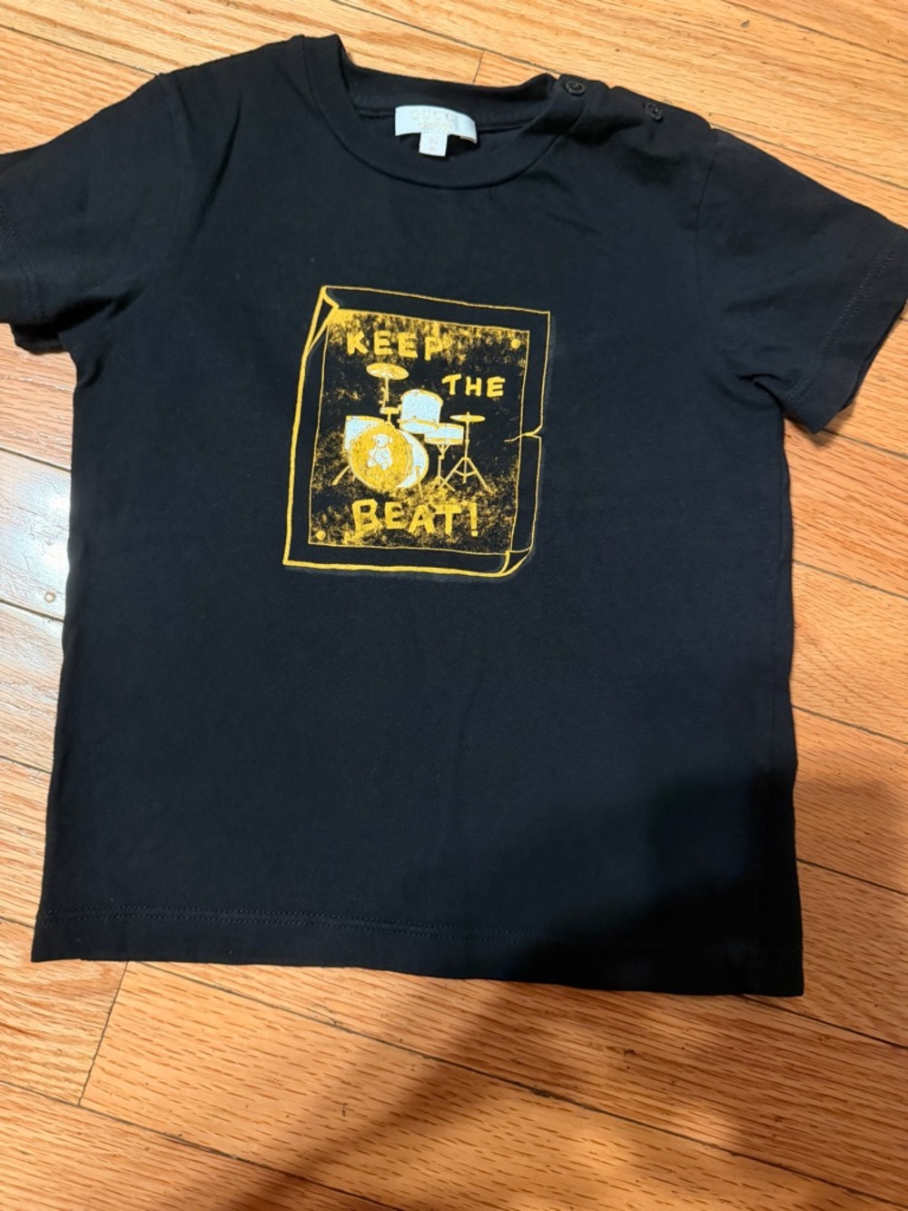Gucci Toddler T-Shirt 36M Black Keep The Beat Graphic Tee Authentic Designer